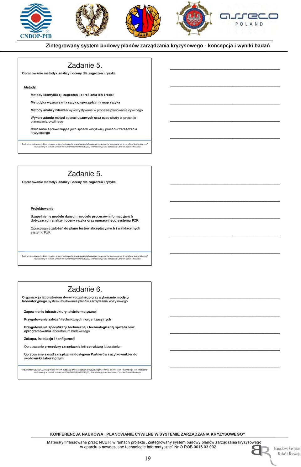 wykorzystywane w procesie planowania cywilnego Wykorzystanie metod scenariuszowych oraz case study w procesie planowania cywilnego Ćwiczenia sprawdzające jako sposób weryfikacji procedur zarządzania