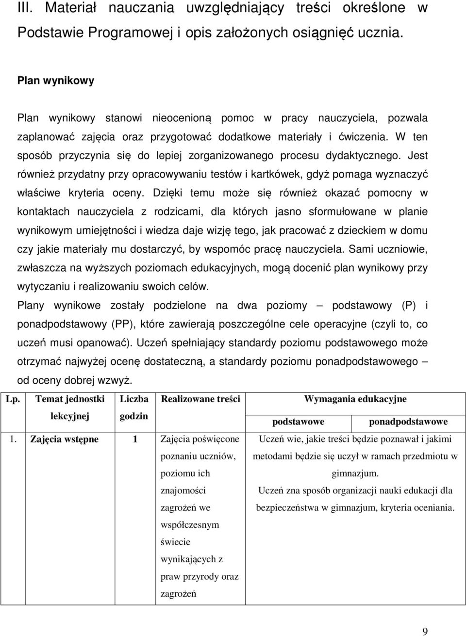 W ten sposób przyczynia się do lepiej zorganizowanego procesu dydaktycznego. Jest również przydatny przy opracowywaniu testów i kartkówek, gdyż pomaga wyznaczyć właściwe kryteria oceny.