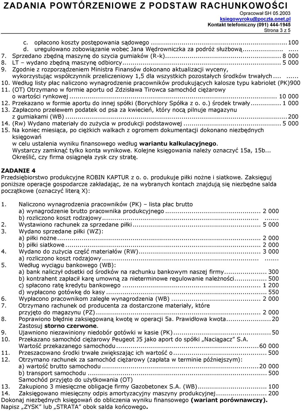 Zgodnie z rozporządzeniem Ministra Finansów dokonano aktualizacji wyceny, wykorzystując współczynnik przeliczeniowy 1,5 dla wszystkich pozostałych środków trwałych...... 10.