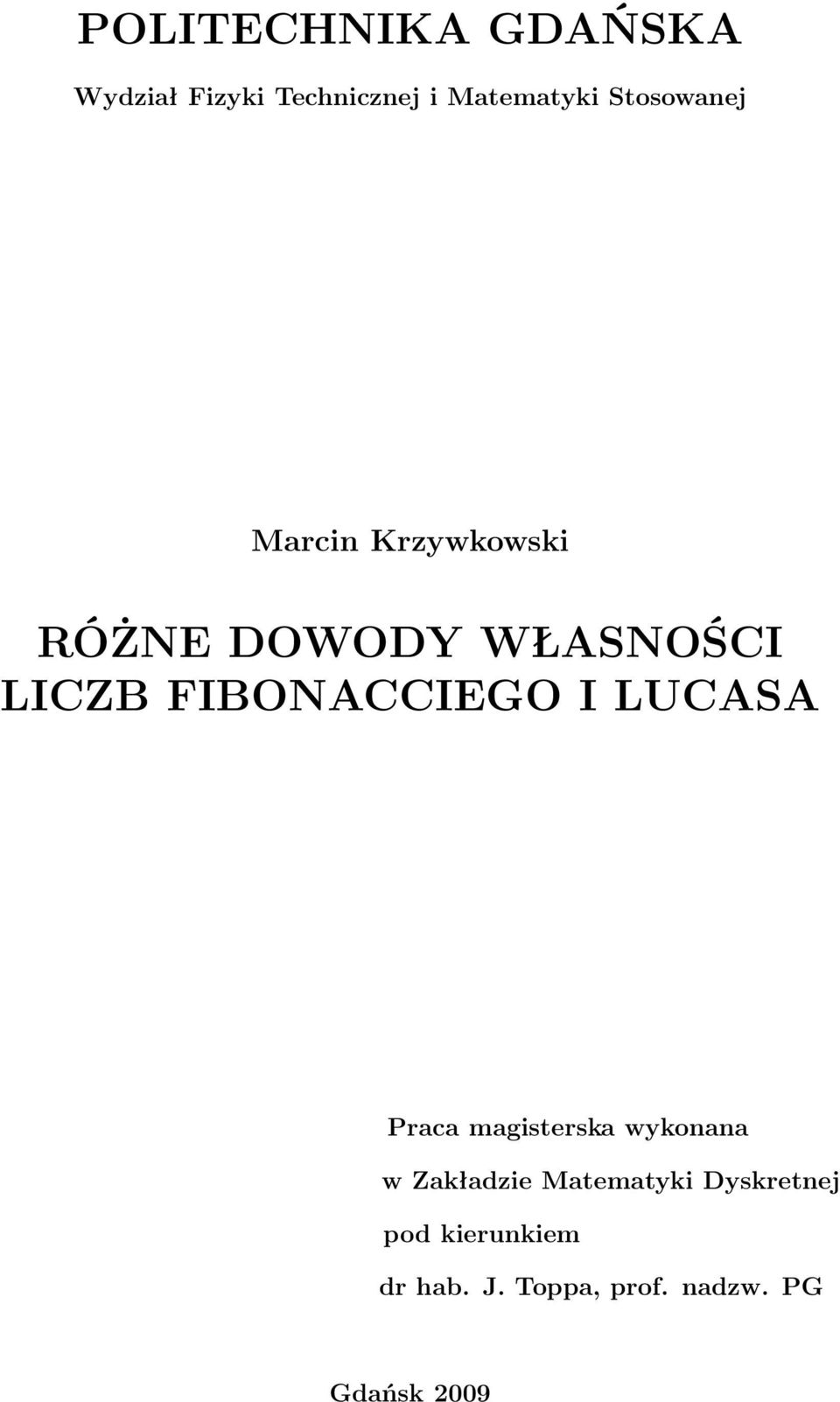 FIBONACCIEGO I LUCASA Praca magisterska wykonana w Zakładzie