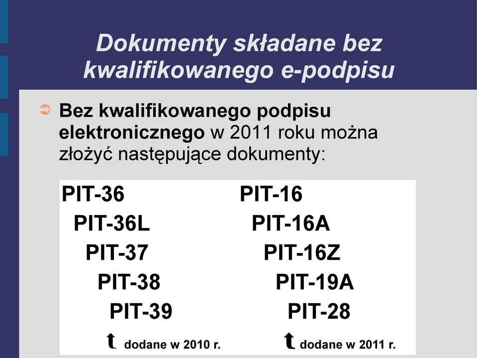 złożyć następujące dokumenty: PIT-36 PIT-36L PIT-37 PIT-38