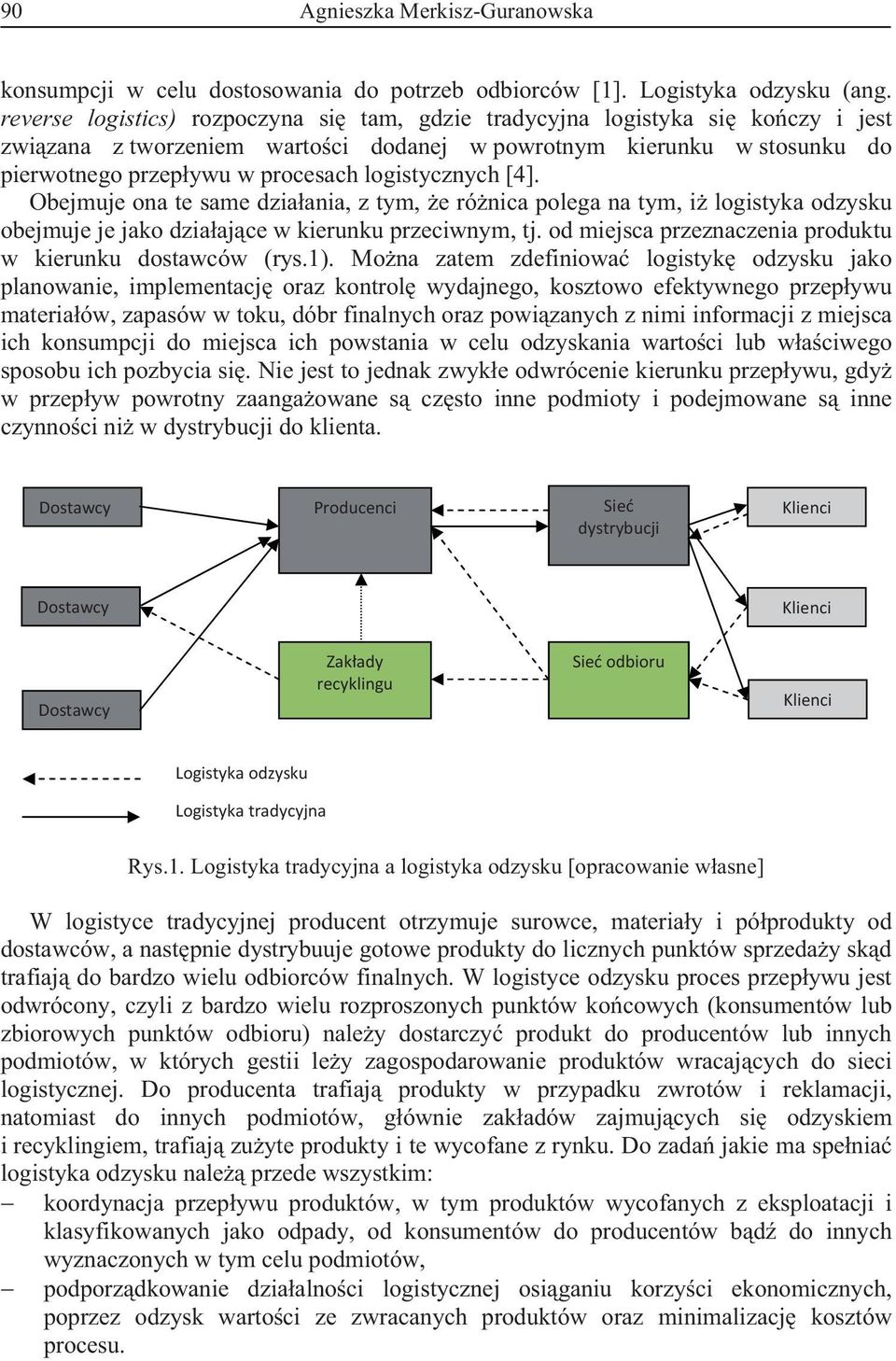 [4]. Obejmuje ona te same dziaania, z tym, e rónica polega na tym, i logistyka odzysku obejmuje je jako dziaajce w kierunku przeciwnym, tj. od miejsca przeznaczenia produktu w kierunku dostawców (rys.