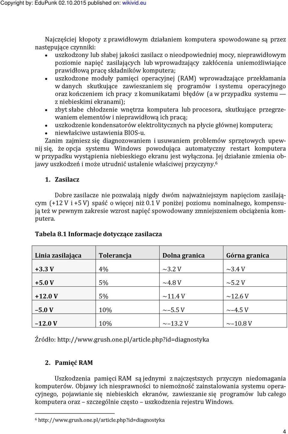 zawieszaniem się programów i systemu operacyjnego oraz kończeniem ich pracy z komunikatami błędów (a w przypadku systemu z niebieskimi ekranami); zbyt słabe chłodzenie wnętrza komputera lub