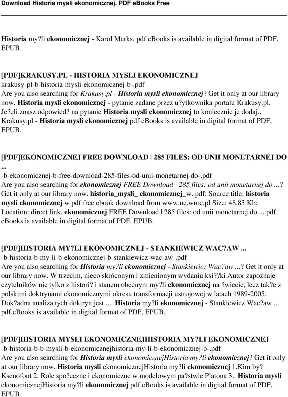eli znasz odpowied? na pytanie Historia mysli ekonomicznej to koniecznie je dodaj.. Krakusy.pl - Historia mysli ekonomicznej pdf ebooks is available in digital format of PDF, EPUB.