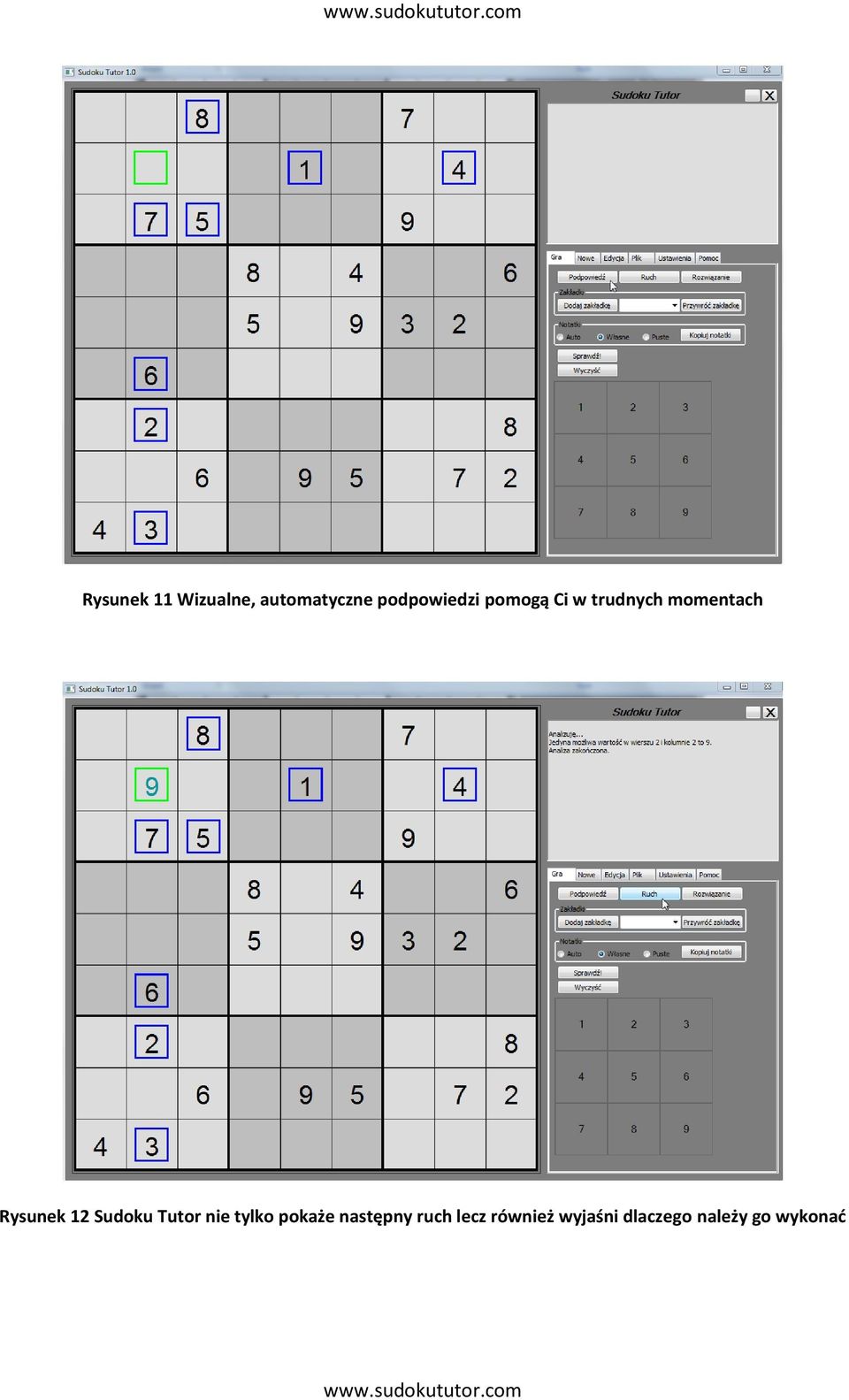 Rysunek 12 Sudoku Tutor nie tylko pokaże