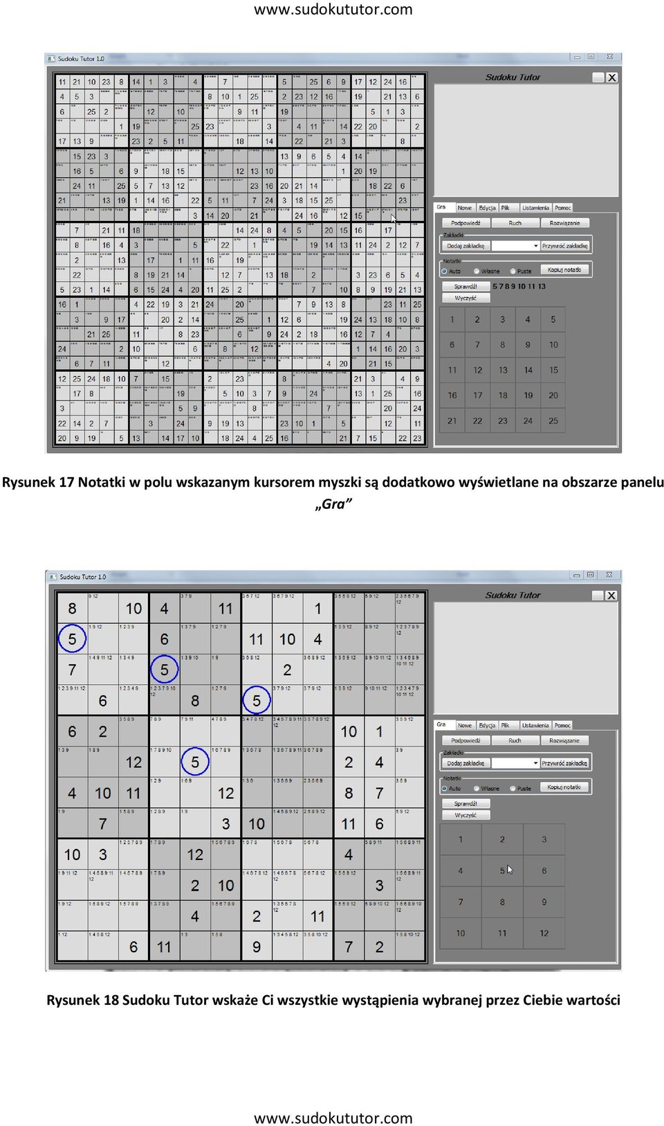 panelu Gra Rysunek 18 Sudoku Tutor wskaże Ci