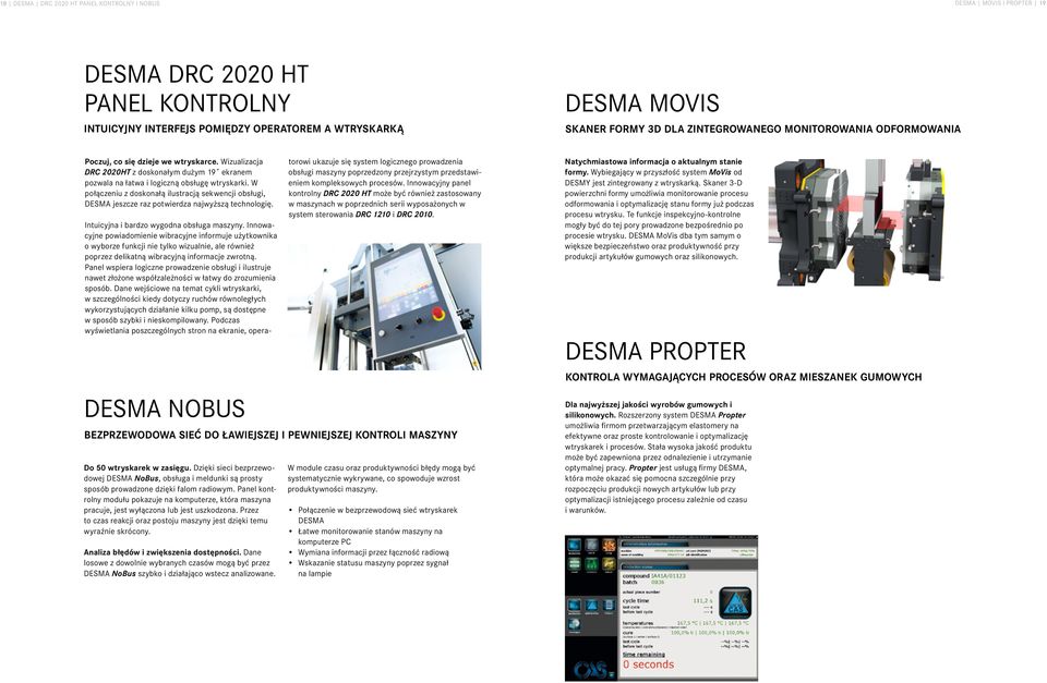 W połączeniu z doskonałą ilustracją sekwencji obsługi, DESMA jeszcze raz potwierdza najwyższą technologię. DESMA NoBus Intuicyjna i bardzo wygodna obsługa maszyny.