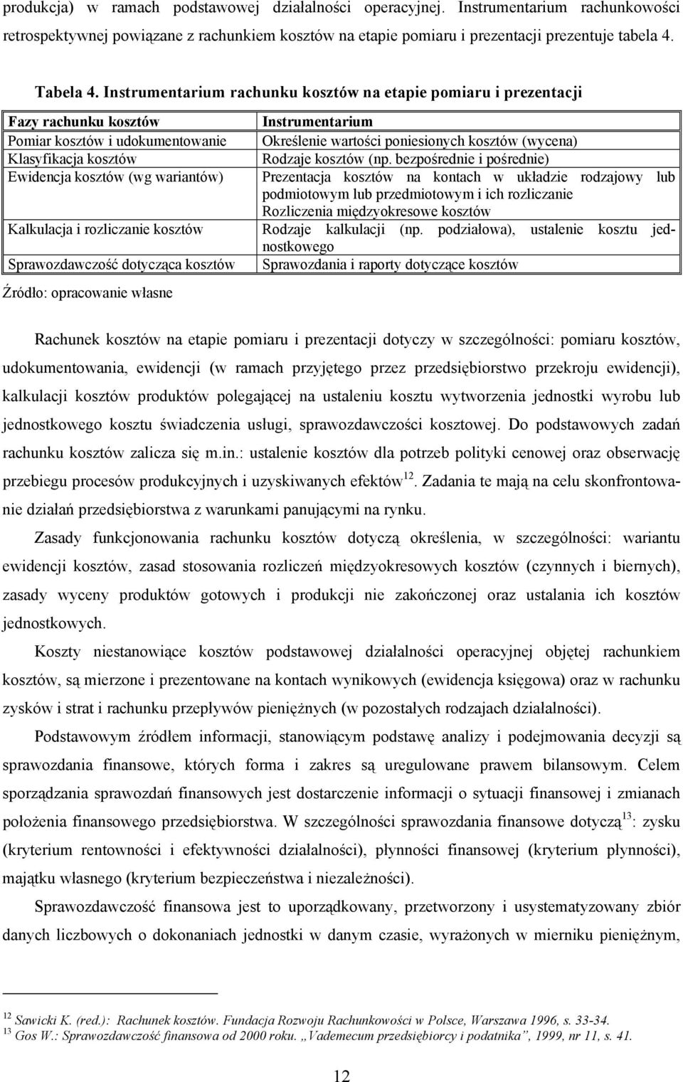 kosztów Sprawozdawczość dotycząca kosztów Źródło: opracowanie własne Instrumentarium Określenie wartości poniesionych kosztów (wycena) Rodzaje kosztów (np.