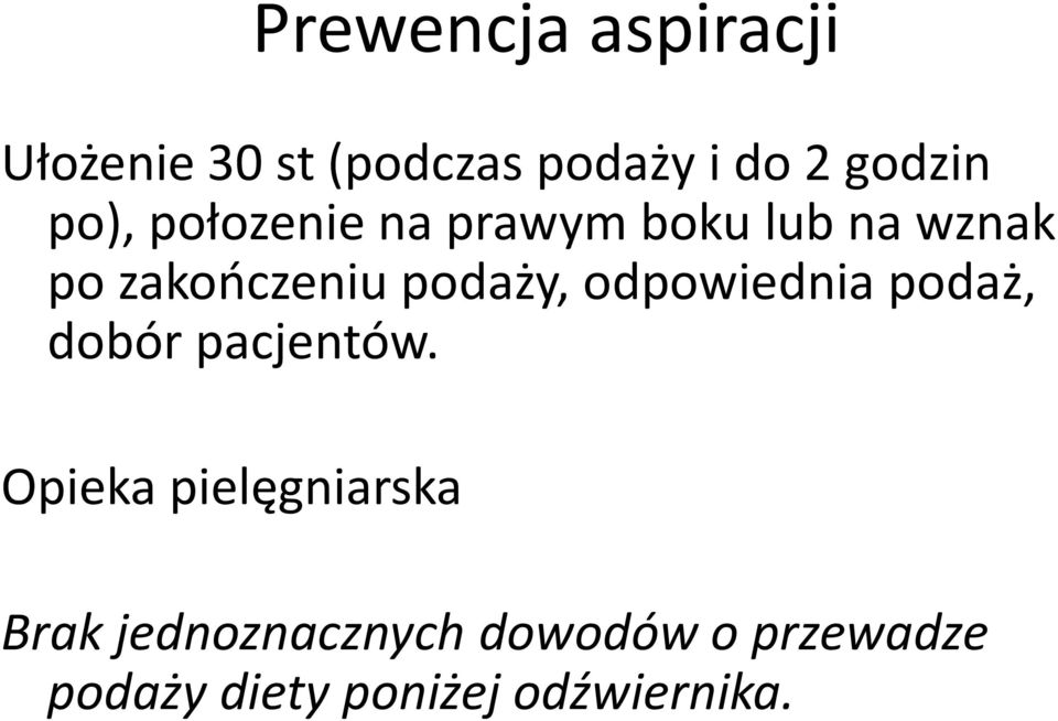 odpowiednia podaż, dobór pacjentów.