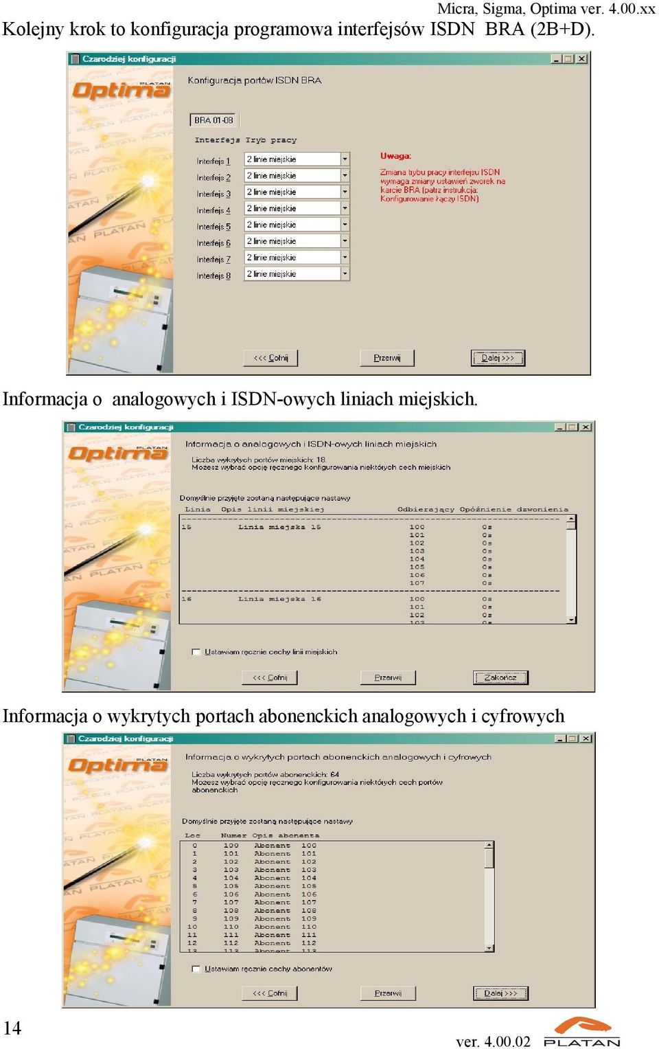 Informacja o analogowych i ISDN-owych liniach