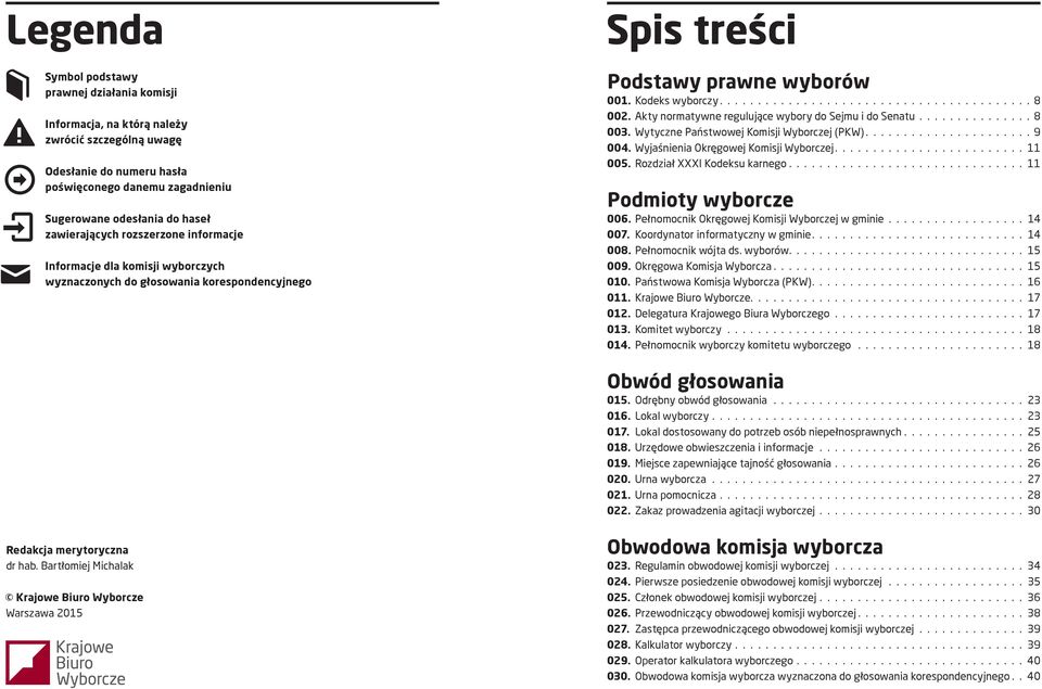 Akty normatywne regulujące wybory do Sejmu i do Senatu 8 003. Wytyczne Państwowej Komisji Wyborczej (PKW) 9 004. Wyjaśnienia Okręgowej Komisji Wyborczej 11 005.