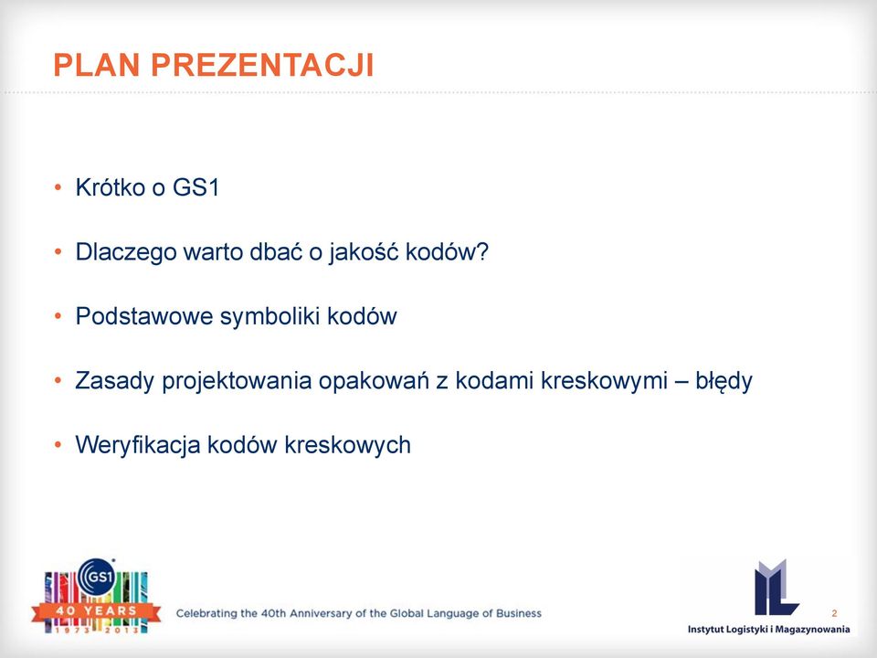 Podstawowe symboliki kodów Zasady