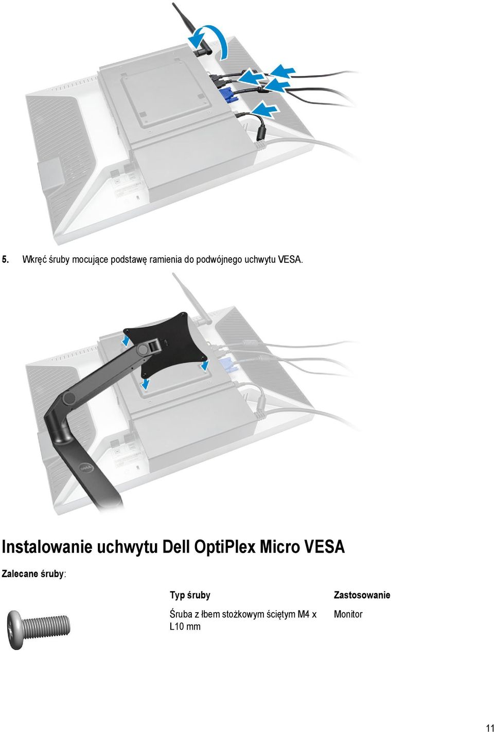 Instalowanie uchwytu Dell OptiPlex Micro VESA