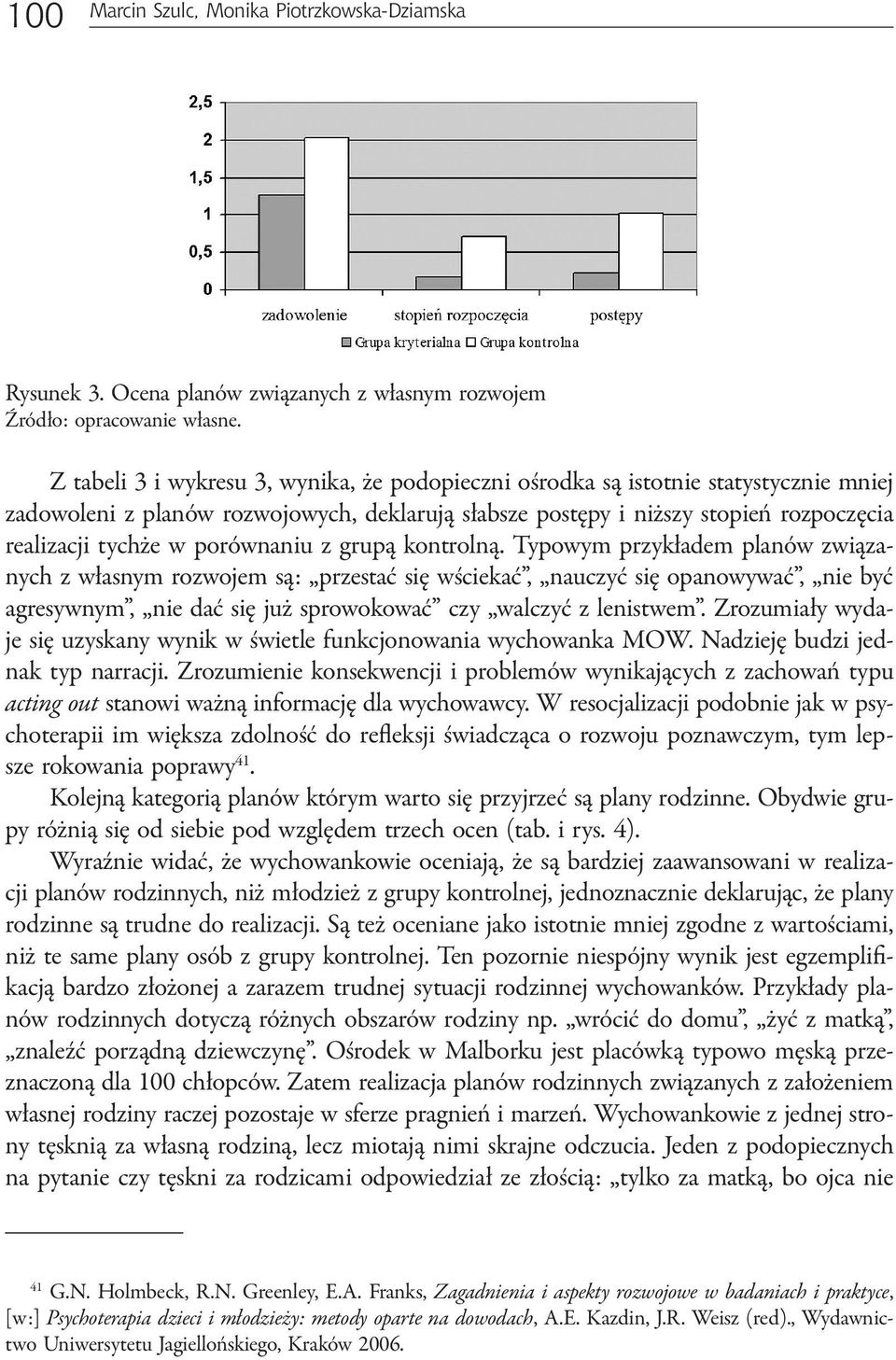 stopień rozpoczęcia realizacji tychże w porównaniu z grupą kontrolną.