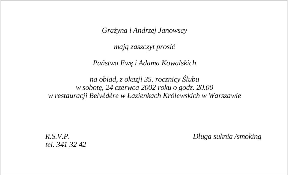 rocznicy Ślubu w sobotę, 24 czerwca 200