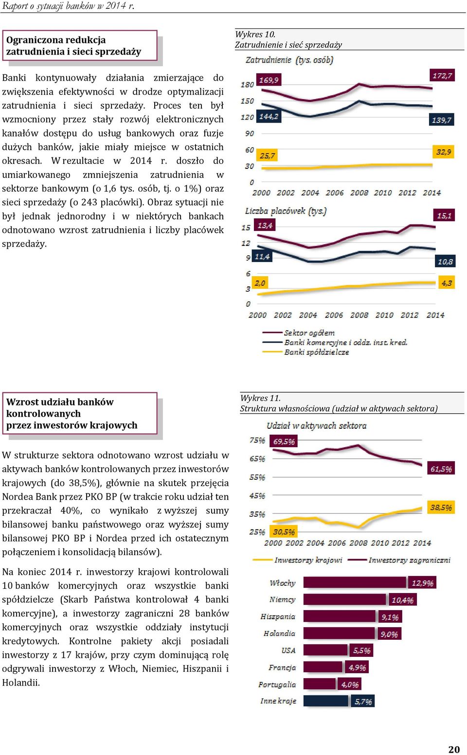 Proces ten był wzmocniony przez stały rozwój elektronicznych kanałów dostępu do usług bankowych oraz fuzje dużych banków, jakie miały miejsce w ostatnich okresach. W rezultacie w 2014 r.