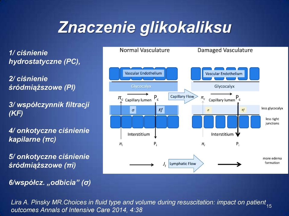 ciśnienie śródmiąższowe (πi) 6/współcz. odbicia (σ) Lira A. Pinsky MR.