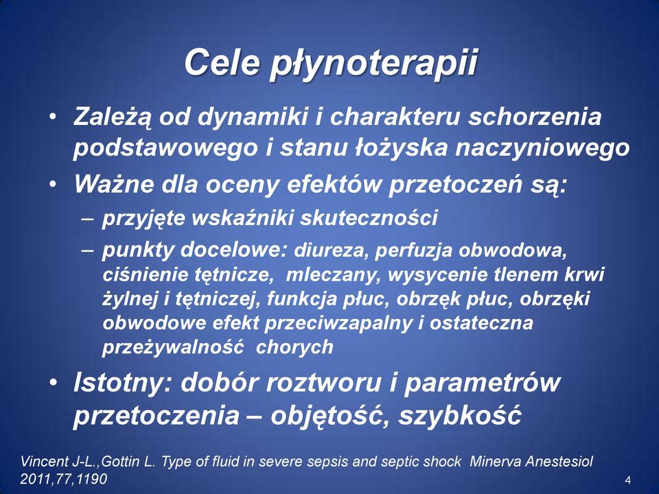 i tętniczej, funkcja płuc, obrzęk płuc, obrzęki obwodowe efekt przeciwzapalny i ostateczna przeżywalność chorych Istotny: dobór roztworu i