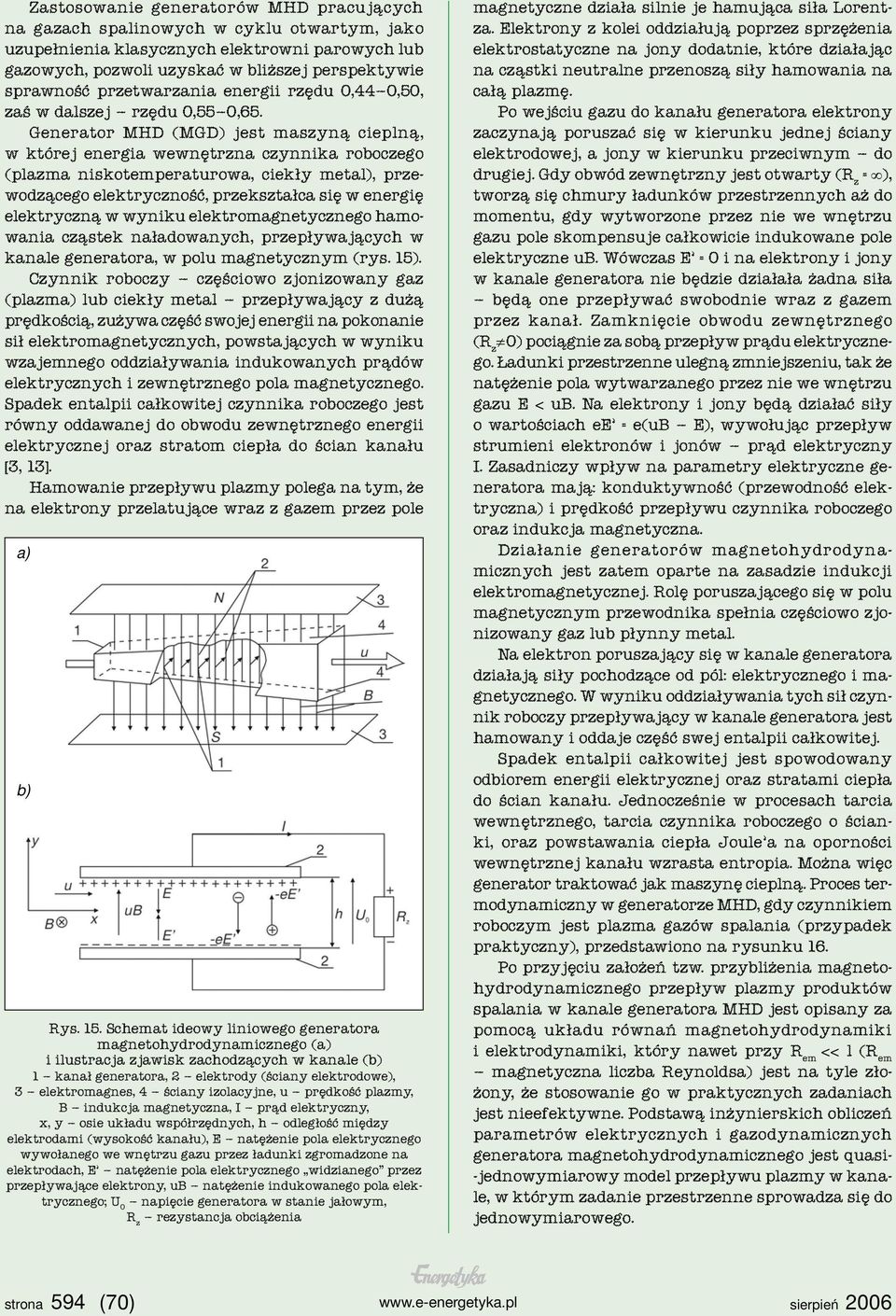 Generator MHD (MGD) jest maszyną cieplną, w której energia wewnętrzna czynnika roboczego (plazma niskotemperaturowa, ciekły metal), przewodzącego elektryczność, przekształca się w energię elektryczną