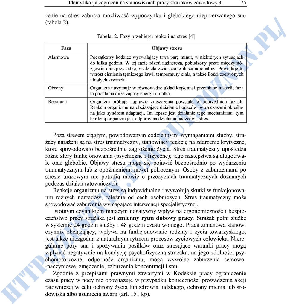 W tej fazie rdzeń nadnercza, pobudzony przez międzymózgowie oraz przysadkę, wydziela zwiększone ilości adrenaliny.