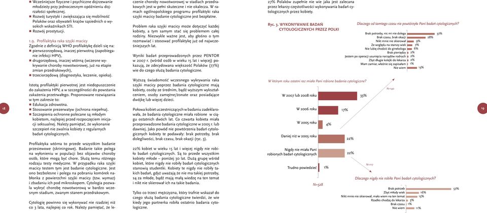 Profilaktyka raka szyjki macicy Zgodnie z definicją WHO profilaktykę dzieli się na: pierwszorzędową, inaczej pierwotną (zapobieganie infekcji HPV), drugorzędową, inaczej wtórną (wczesne wykrywanie