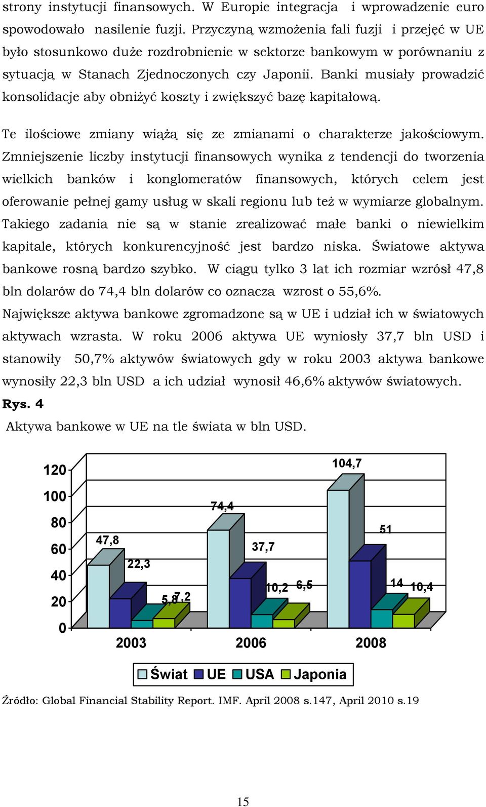 Banki musiały prowadzić konsolidacje aby obniżyć koszty i zwiększyć bazę kapitałową. Te ilościowe zmiany wiążą się ze zmianami o charakterze jakościowym.