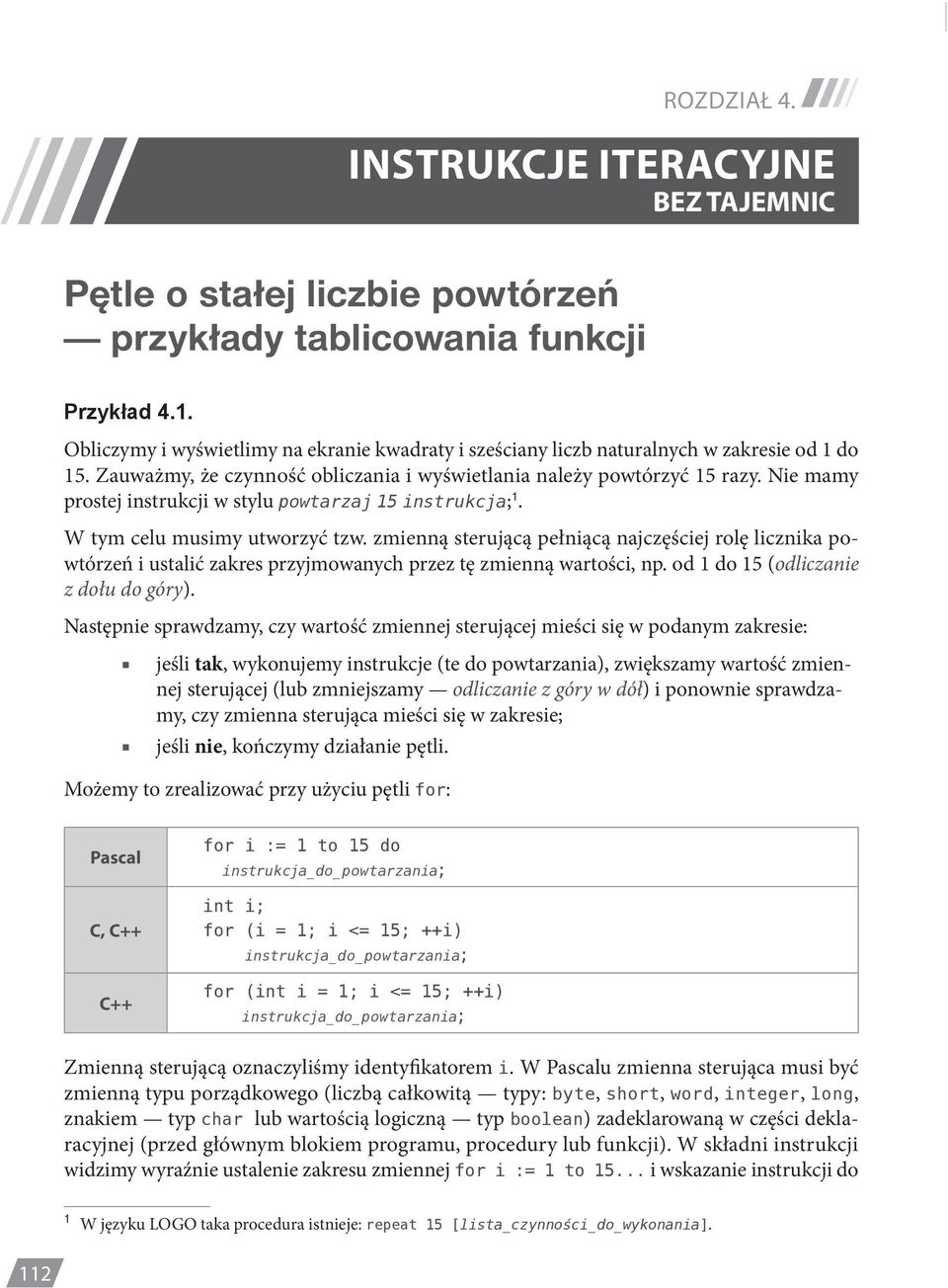 Nie mamy prostej instrukcji w stylu powtarzaj 15 instrukcja; 1. W tym celu musimy utworzyć tzw.