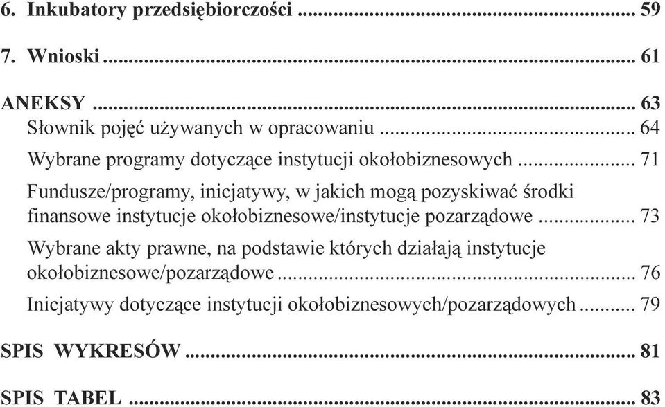 instytucje oko³obiznesowe/instytucje pozarz¹dowe 73 Wybrane akty prawne, na podstawie których dzia³aj¹ instytucje