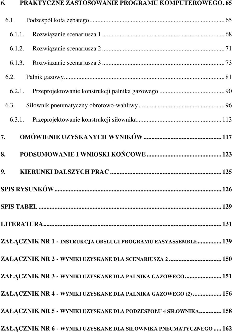 OMÓWIENIE UZYSKANYCH WYNIKÓW... 117 8. PODSUMOWANIE I WNIOSKI KOŃCOWE... 123 9. KIERUNKI DALSZYCH PRAC... 125 SPIS RYSUNKÓW... 126 SPIS TABEL... 129 LITERATURA.