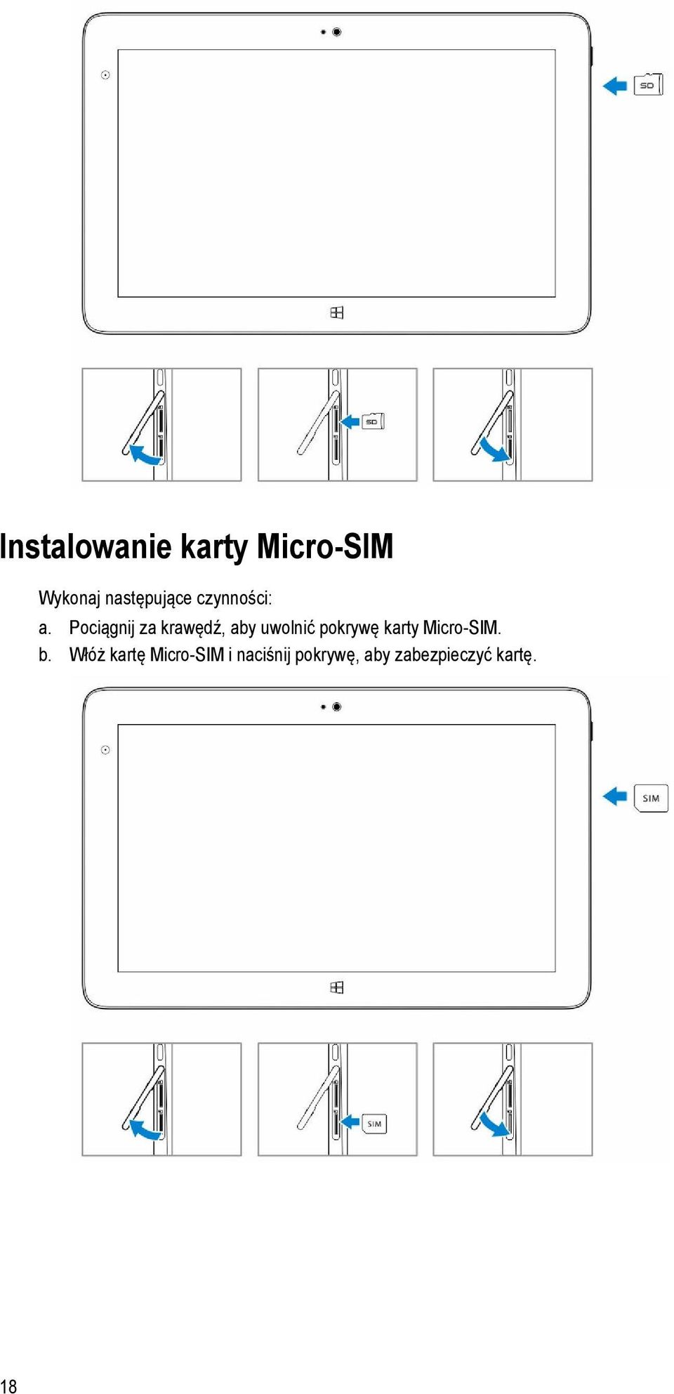 Pociągnij za krawędź, aby uwolnić pokrywę karty