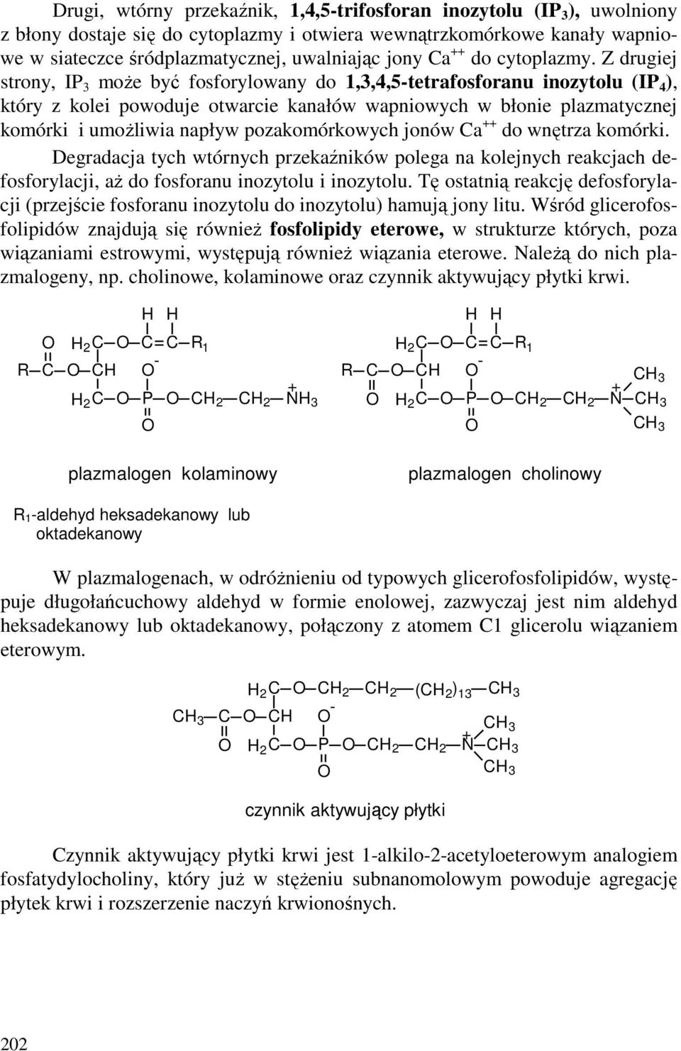 Z drugiej strony, IP 3 moŝe być fosforylowany do 1,3,4,5-tetrafosforanu inozytolu (IP 4 ), który z kolei powoduje otwarcie kanałów wapniowych w błonie plazmatycznej komórki i umoŝliwia napływ