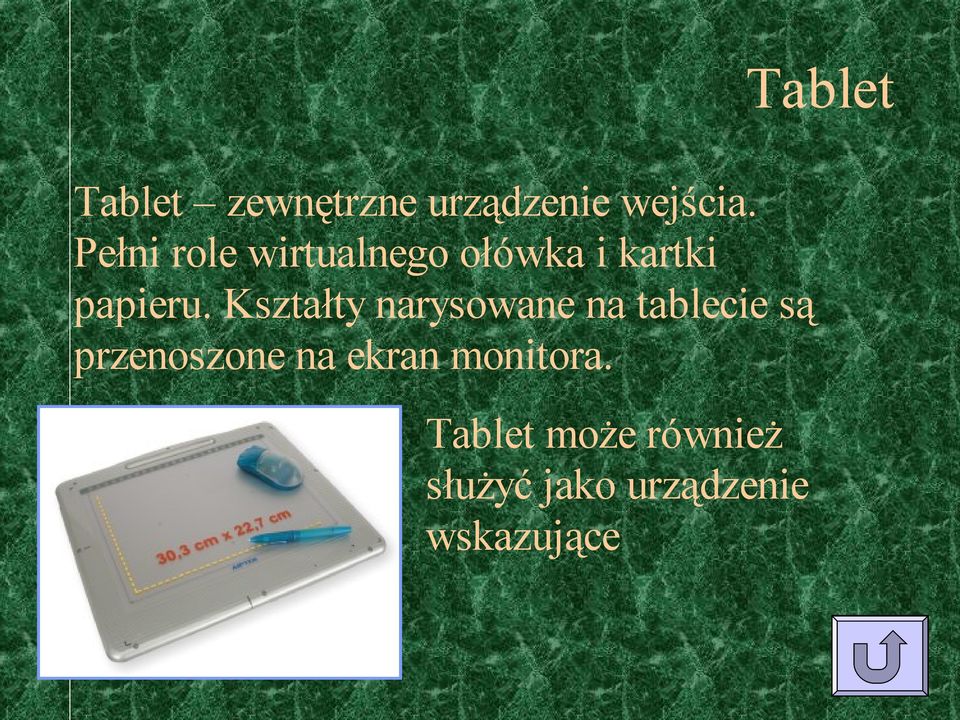 Kształty narysowane na tablecie są przenoszone na
