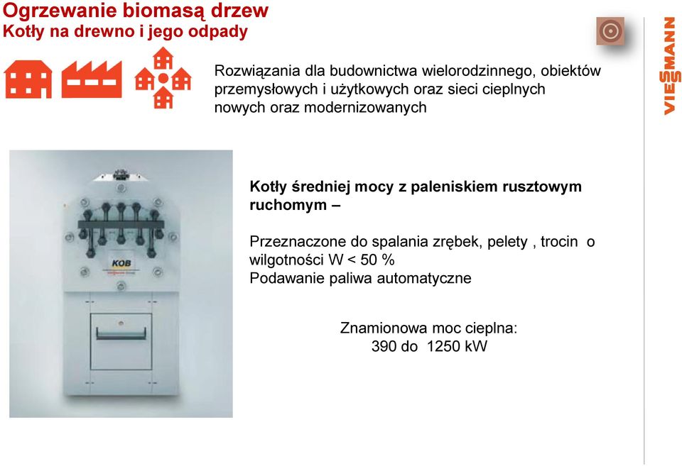 modernizowanych Kotły średniej mocy z paleniskiem rusztowym ruchomym Przeznaczone do spalania