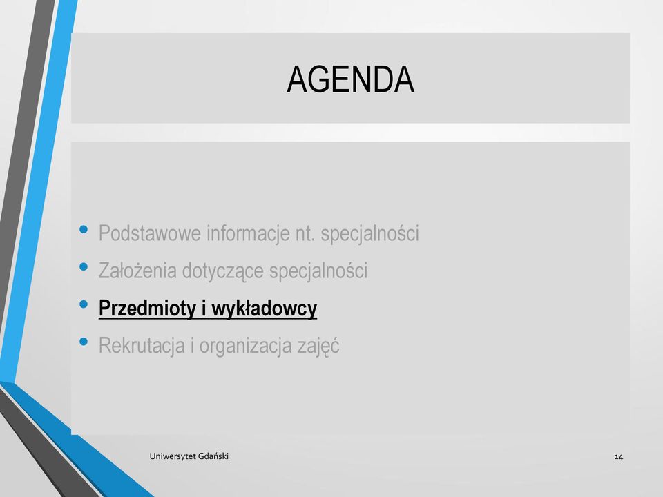 specjalności Przedmioty i wykładowcy