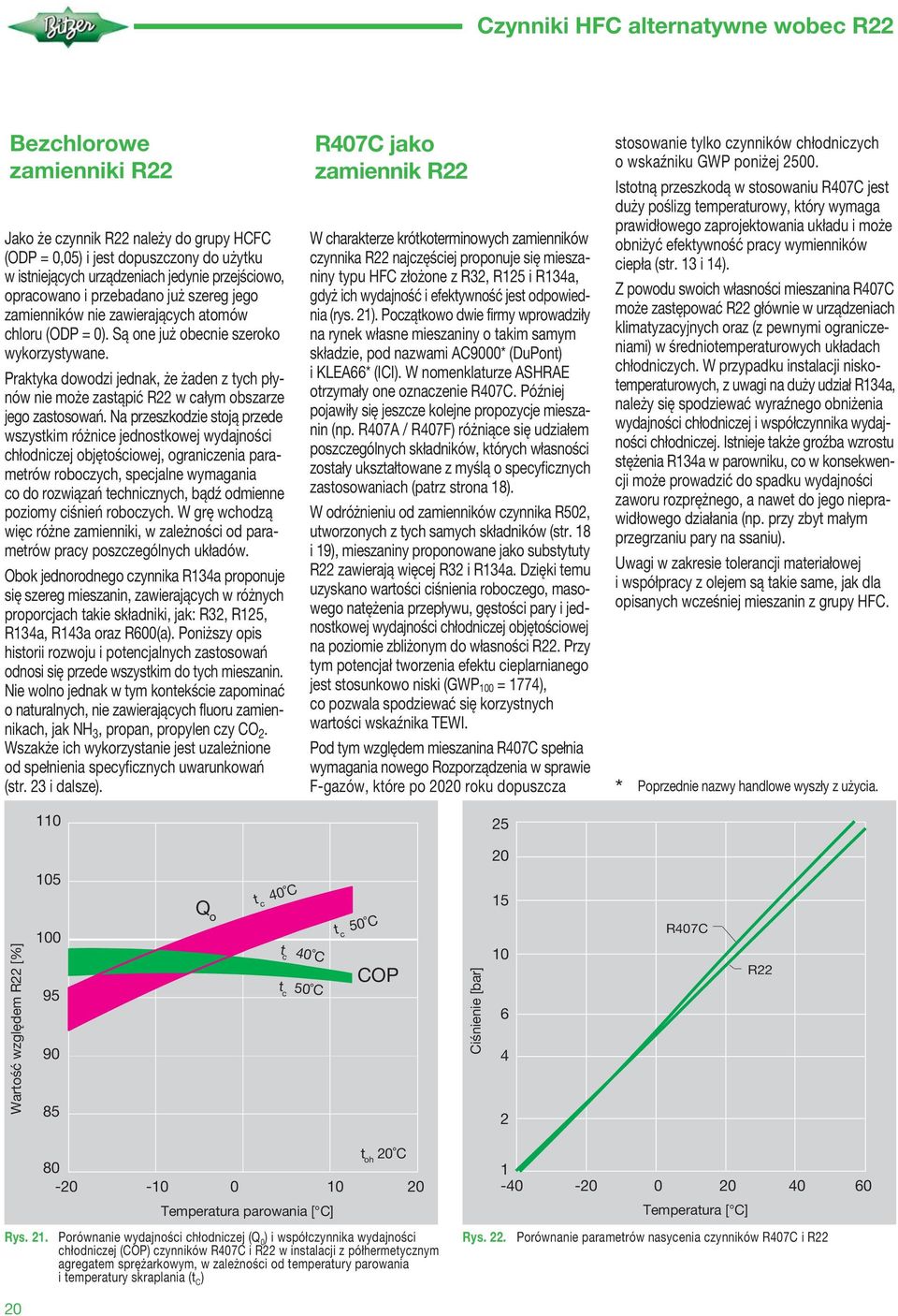 Praktyka dowodzi jednak, że żaden z tych płynów nie może zastąpić R22 w całym obszarze jego zastosowań.