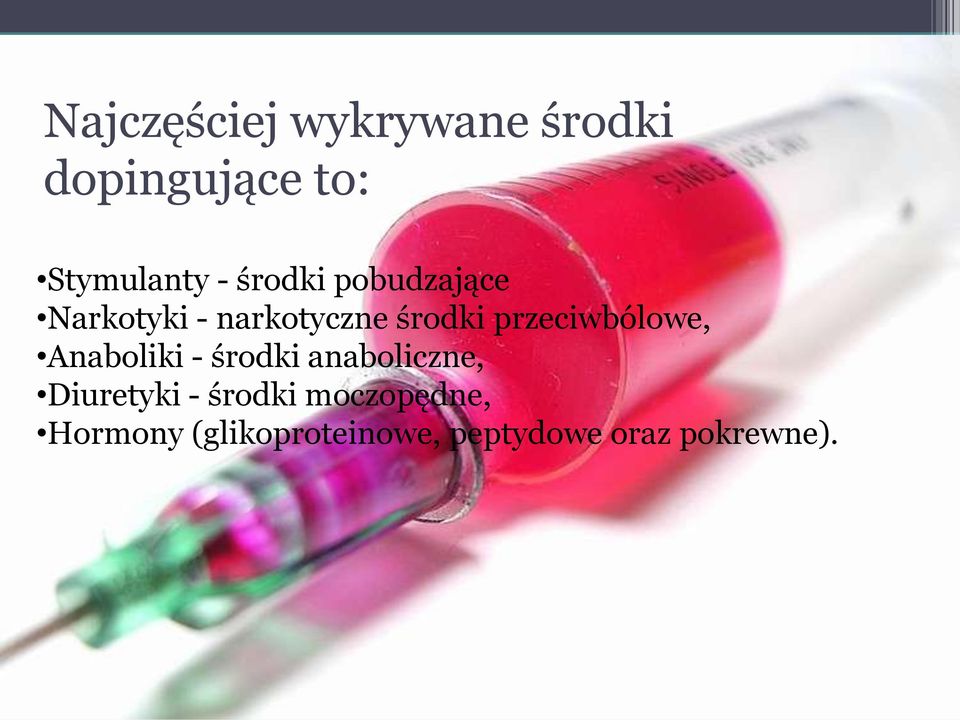 przeciwbólowe, Anaboliki - środki anaboliczne, Diuretyki -