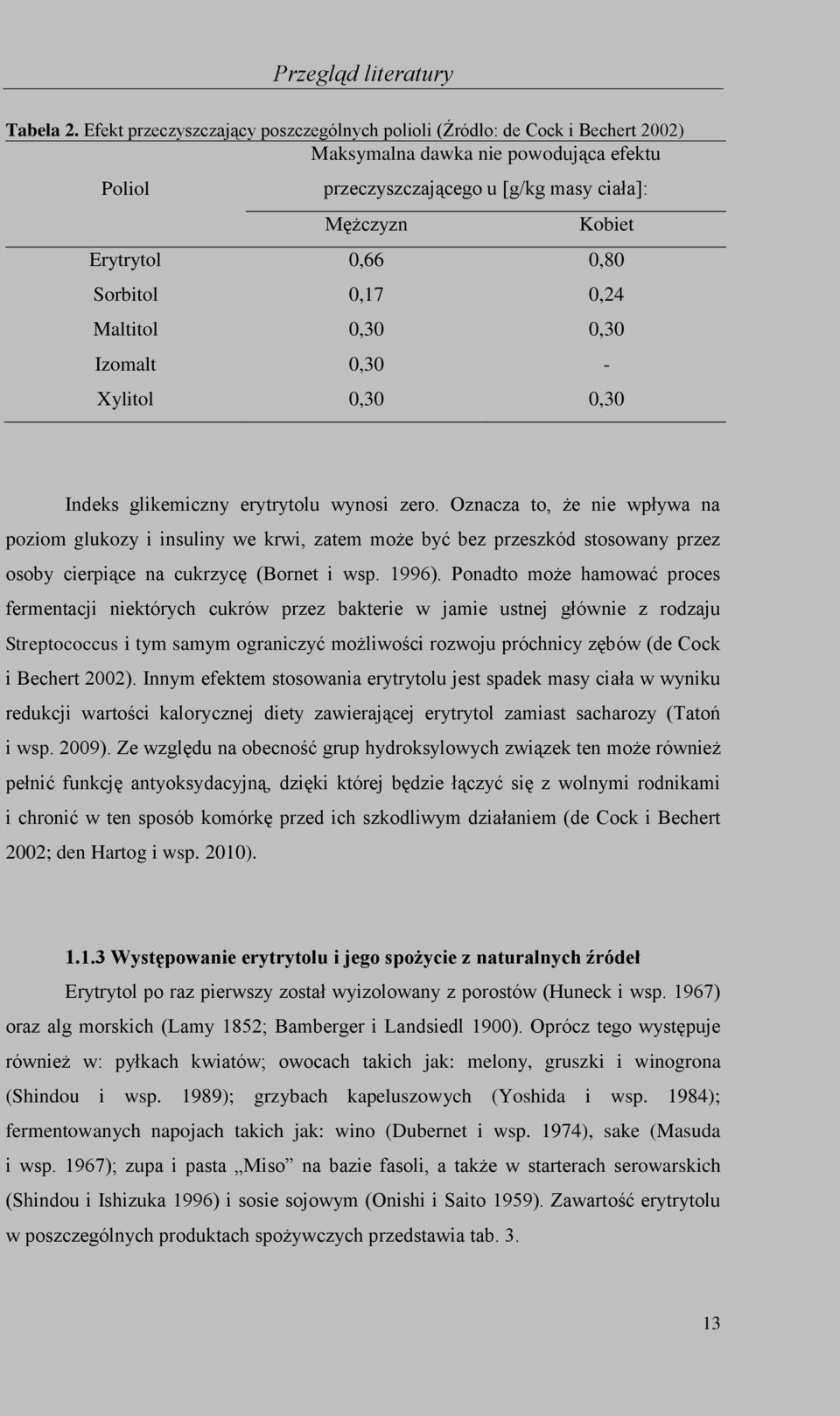 0,80 Sorbitol 0,17 0,24 Maltitol 0,30 0,30 Izomalt 0,30 - Xylitol 0,30 0,30 Indeks glikemiczny erytrytolu wynosi zero.