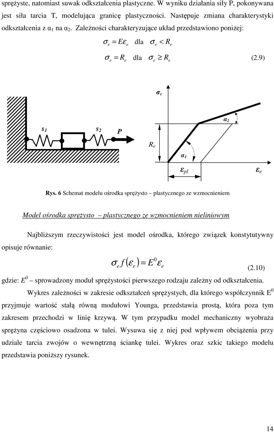 9) σ e α 2 s 1 s 2 P R e α 1 ε pl ε e Rys.