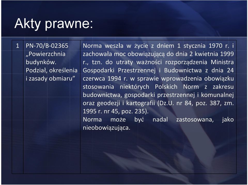 do utraty ważności rozporządzenia Ministra Gospodarki Przestrzennej i Budownictwa z dnia 24 czerwca 1994 r.