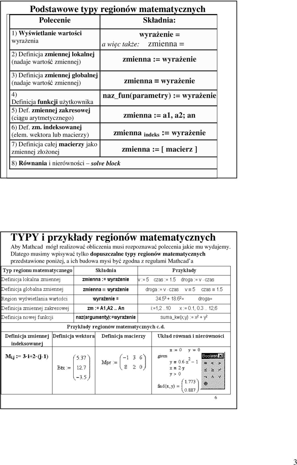 zmiennej zakresowej (ciągu arytmetycznego) zmienna := a1, a2; an 6) Def. zm. indeksowanej (elem.