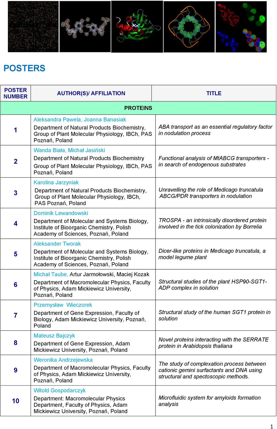 of Plant Molecular Physiology, IBCh, PAS Dominik Lewandowski Department of Molecular and Systems Biology, Institute of Bioorganic Chemistry, Polish Academy of Sciences, Aleksander Tworak Department
