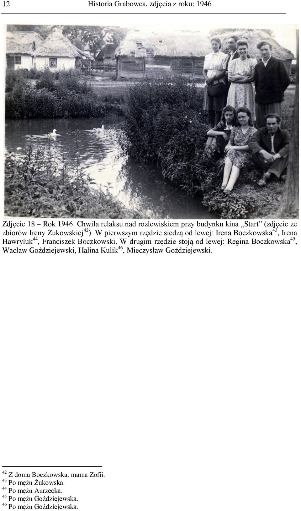 W pierwszym rzędzie siedzą od lewej: Irena Boczkowska 43, Irena Hawryluk 44, Franciszek Boczkowski.