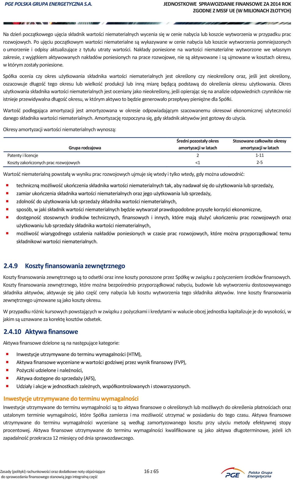 Nakłady poniesione na wartości niematerialne wytworzone we własnym zakresie, z wyjątkiem aktywowanych nakładów poniesionych na prace rozwojowe, nie są aktywowane i są ujmowane w kosztach okresu, w