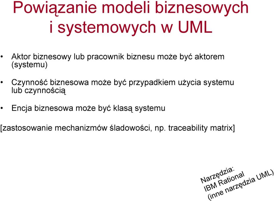 systemu lub czynnością Encja biznesowa może być klasą systemu [zastosowanie