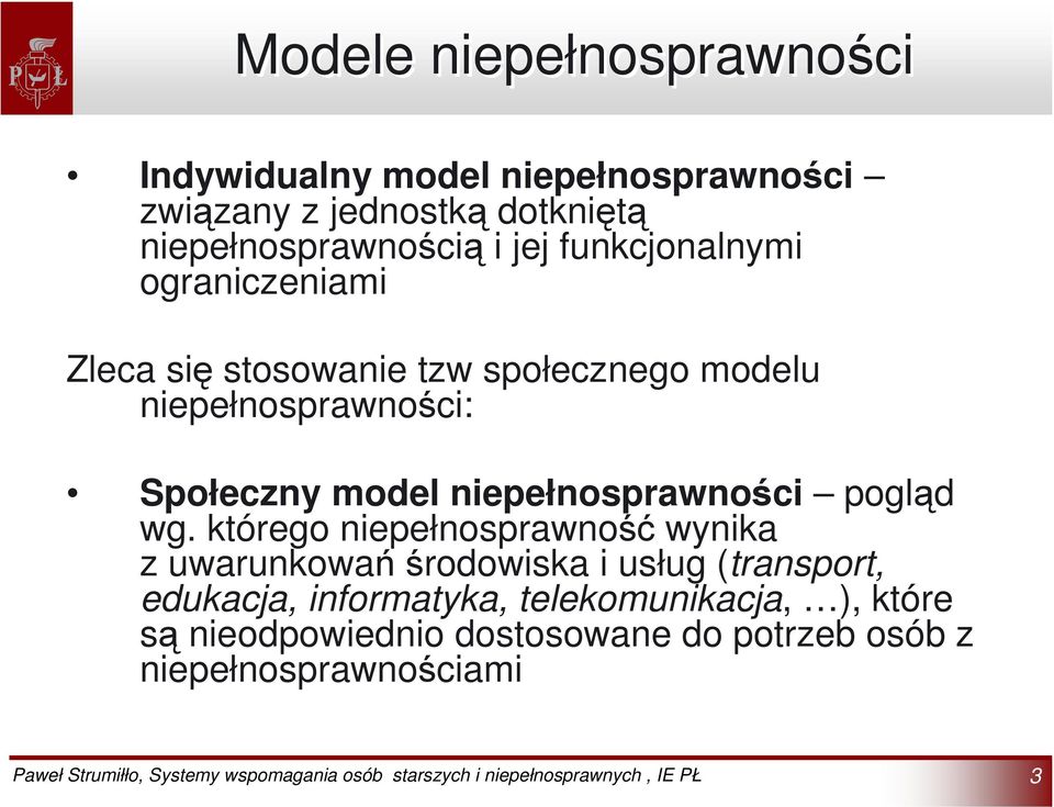 model niepełnosprawności pogląd wg.