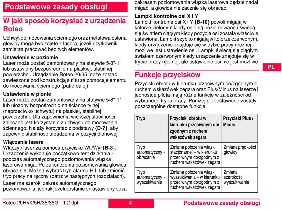 Urządzenie Roteo 20/35 może zostać zawieszone pod konstrukcją sufitu za pomocą elementu do mocowania ściennego (patrz dalej).