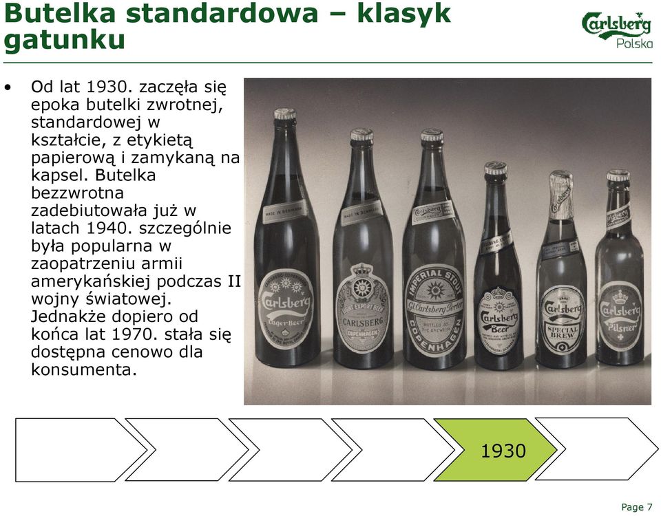 na kapsel. Butelka bezzwrotna zadebiutowała już w latach 1940.