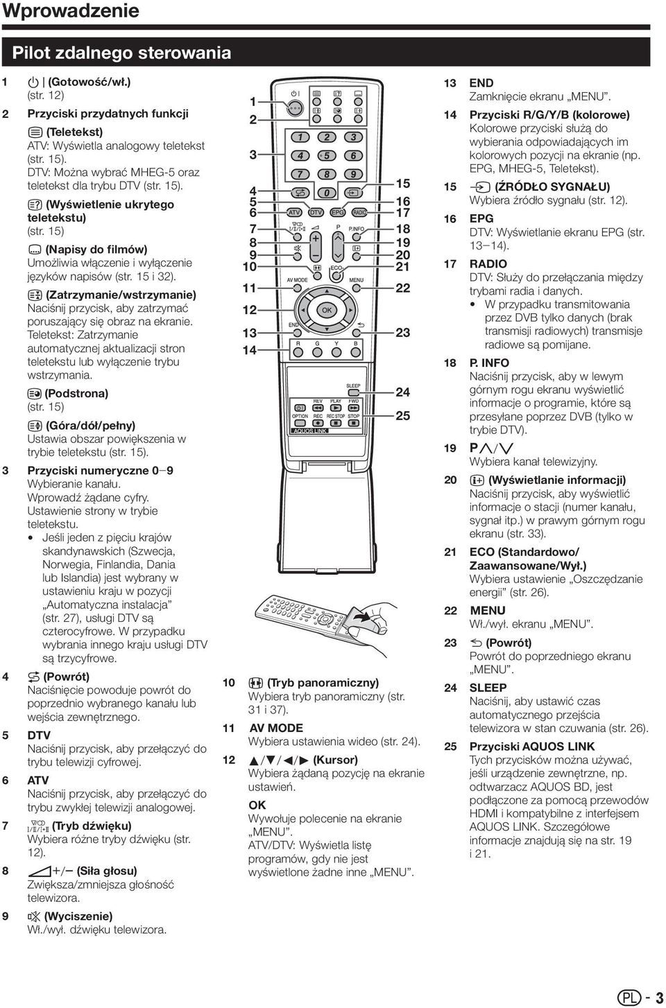 3 (Zatrzymanie/wstrzymanie) Naciśnij przycisk, aby zatrzymać poruszający się obraz na ekranie. Teletekst: Zatrzymanie automatycznej aktualizacji stron teletekstu lub wyłączenie trybu wstrzymania.