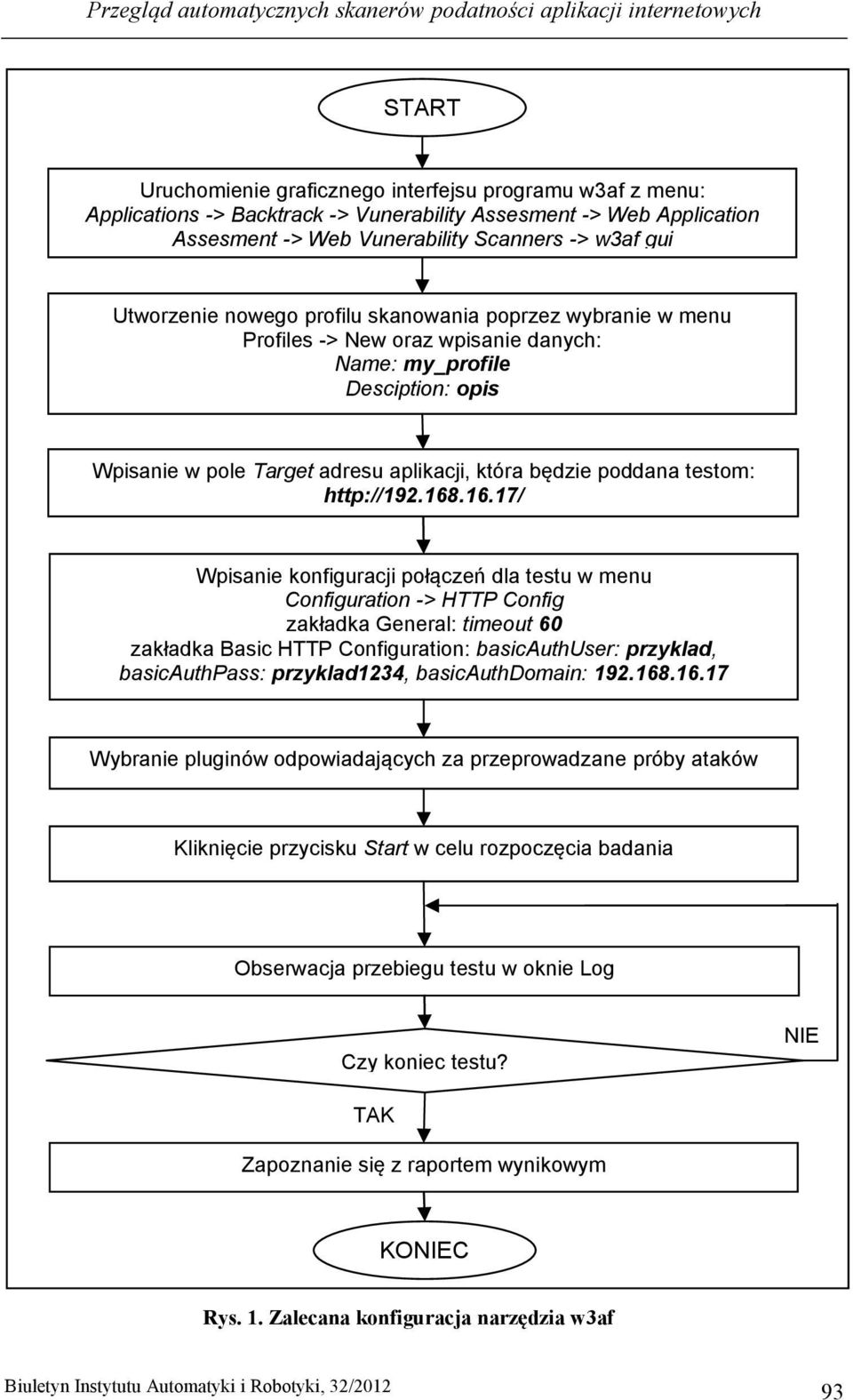 Wpisanie w pole Target adresu aplikacji, która będzie poddana testom: http://192.168