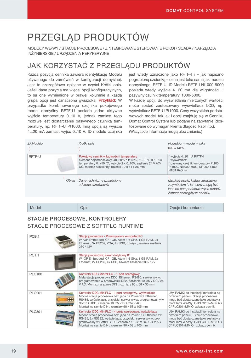 Jeżeli dana pozycja ma więcej opcji konfiguracyjnych, to są one wymienione w prawej kolumnie a każda grupa opcji jest oznaczona gwiazdką.